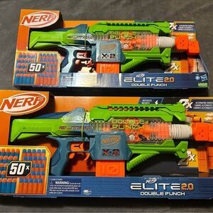 NEW Nerf Elite 2.0 Double Punch Motorized Electronic Blaster 50 Elite W/ Darts